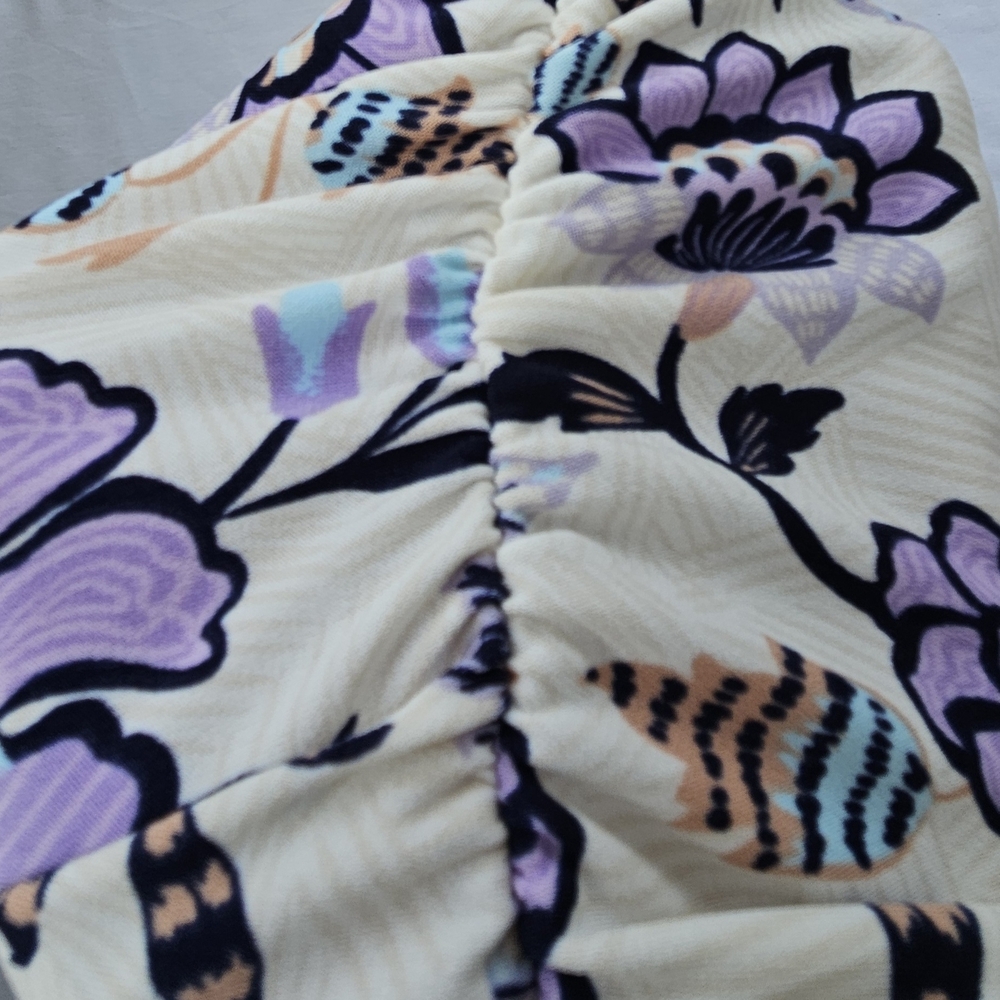 Lane Bryant Floral Blouse Cream Purple Ruffle Sleeve V-Neck Plus Size NWT, 34/36 - Picture 14 of 14